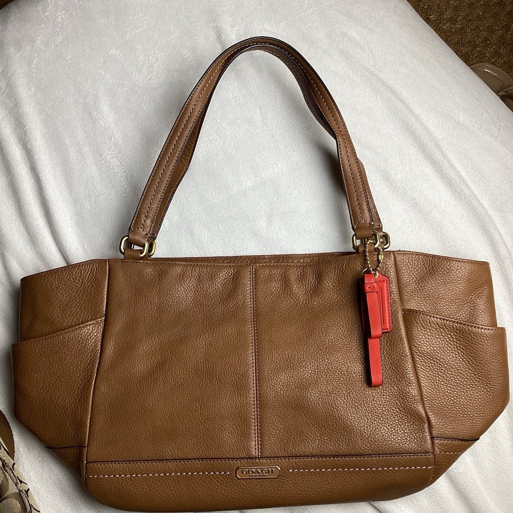 COACH F23284 Tote Bag Smooth Park Leather Carryall British Tan Handbag Purse